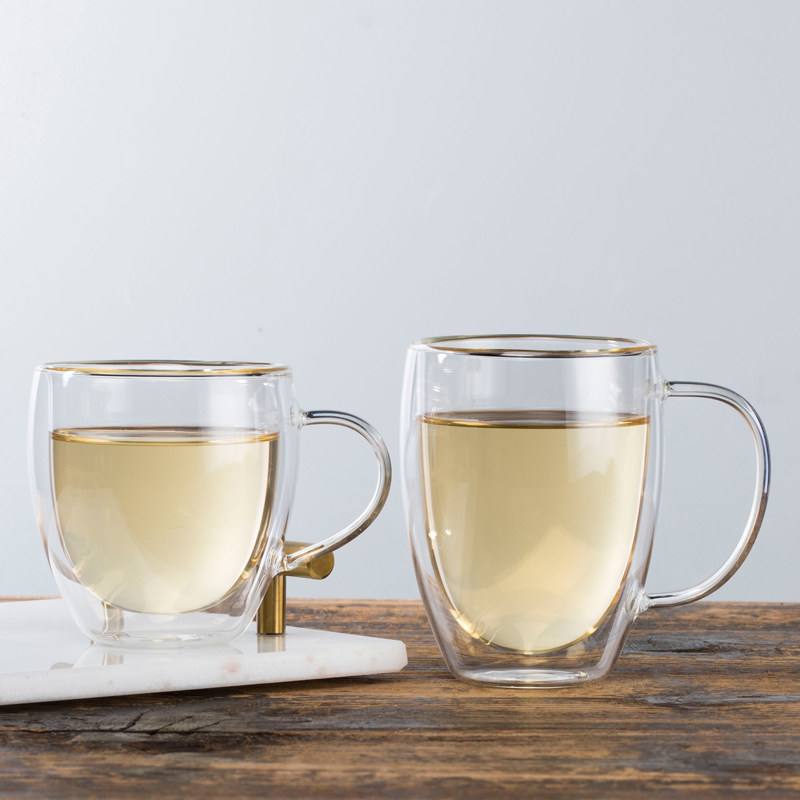 双层隔热玻璃杯耐热玻璃壶家用无色透明牛奶杯透明茶水杯茶壶套装