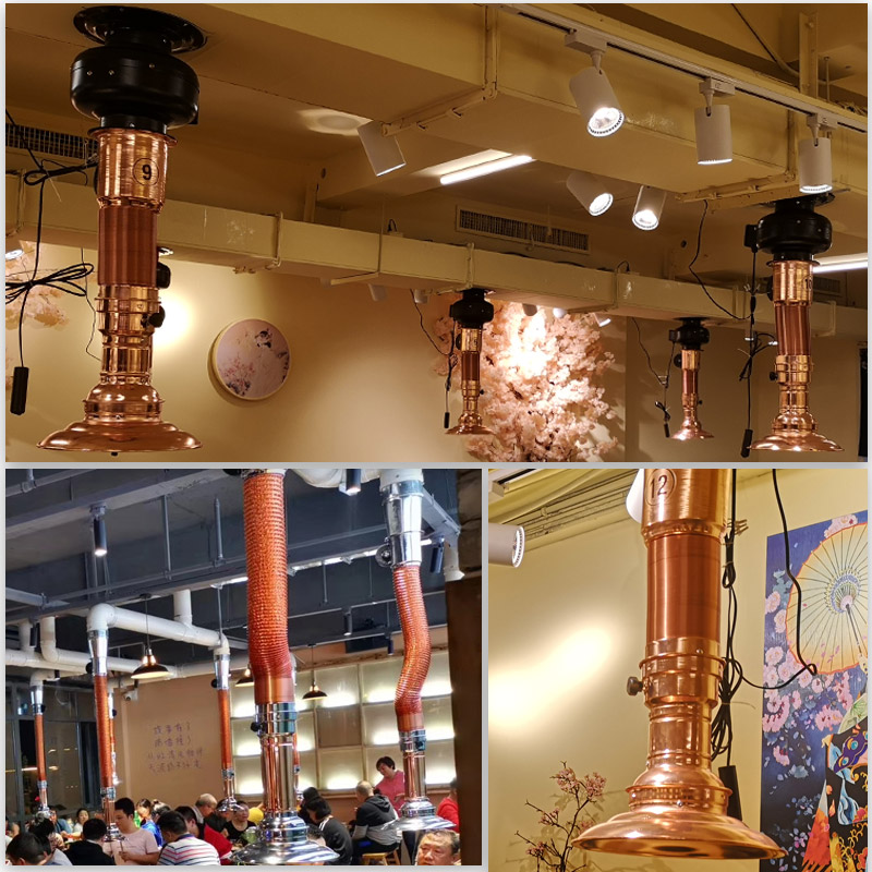 烧火排烟店吸烟罩烤肉管排风设备韩式伸缩抽烟机烤锅上排气管商用