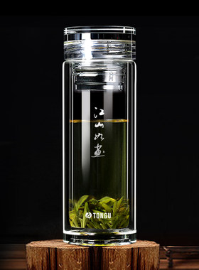 双层玻璃杯男女高档茶杯隔热保温透明车载杯子便携家用办公室水杯