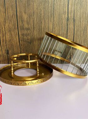 空气灯上链灯玻璃罩 茶灯脚架罩防风罩条纹 明火挡风罩茶具铜茶器