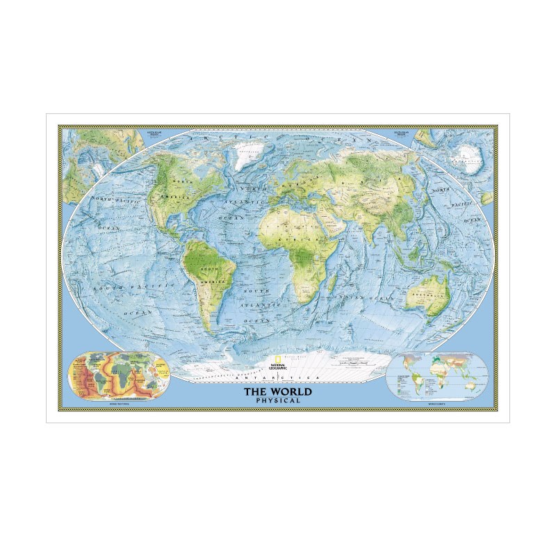 世界地形蓝简英文版教约现代办公室色室高清布装饰画特大型背景墙