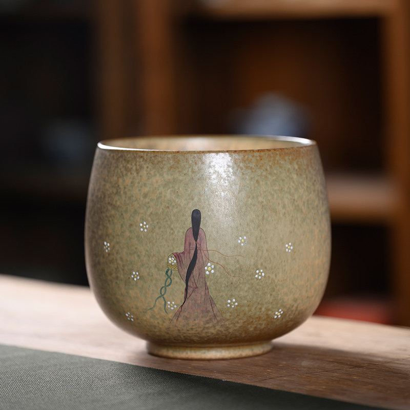 手绘复古茶渣缸功夫茶具配件泡茶废水桶建水茶洗家用办公茶桌水盂