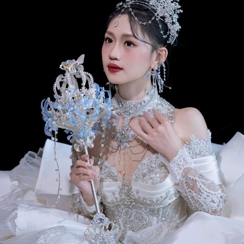 婚礼权杖新娘结婚高级diy材料包手捧花仙女重工婚纱走秀表演道具