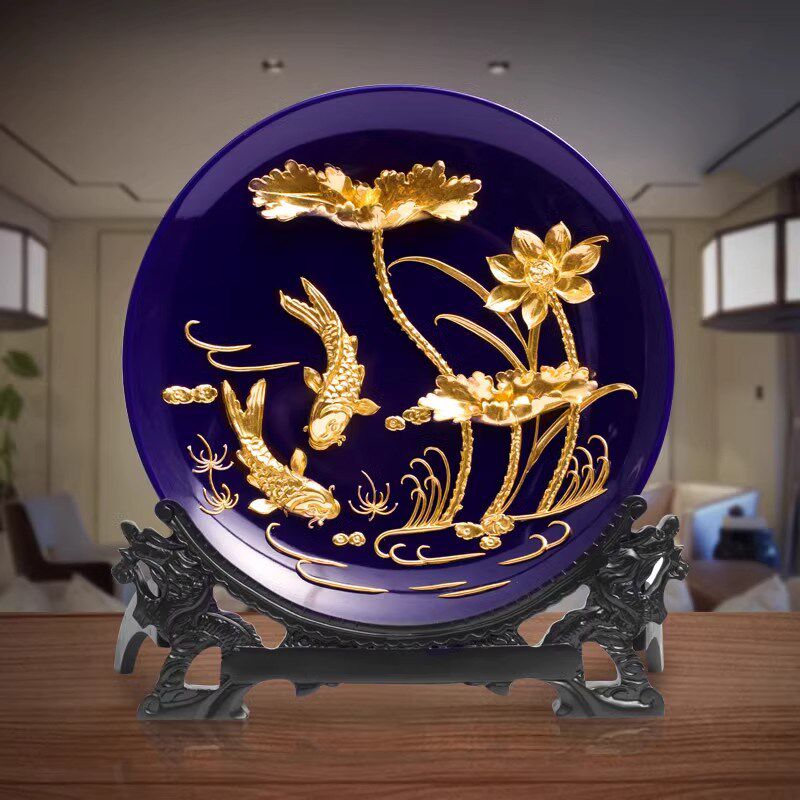 威弗列德年年有余兰盘厦门漆线雕创意摆件送朋友开业乔迁新婚礼品