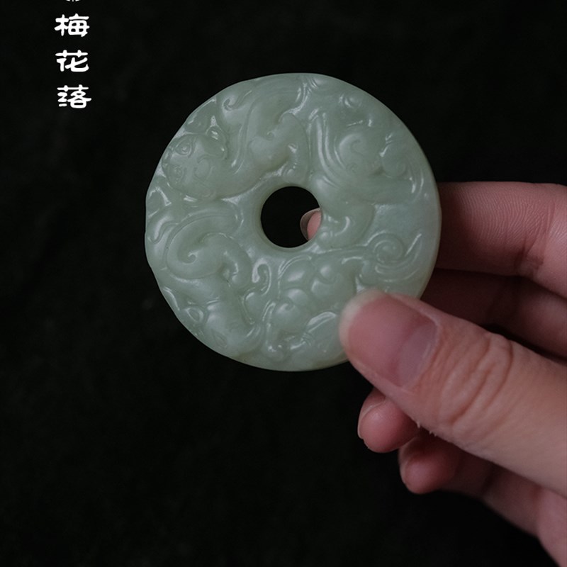 梅花落古色古香龙纹玉盖玉坠茶玩壶架圆紫砂壶盖架茶配件复古