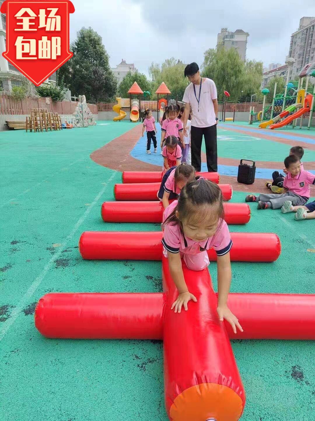 幼儿园体智能器梯充气蜈蚣材外儿童户子感统训练爬行跳跃平衡直销