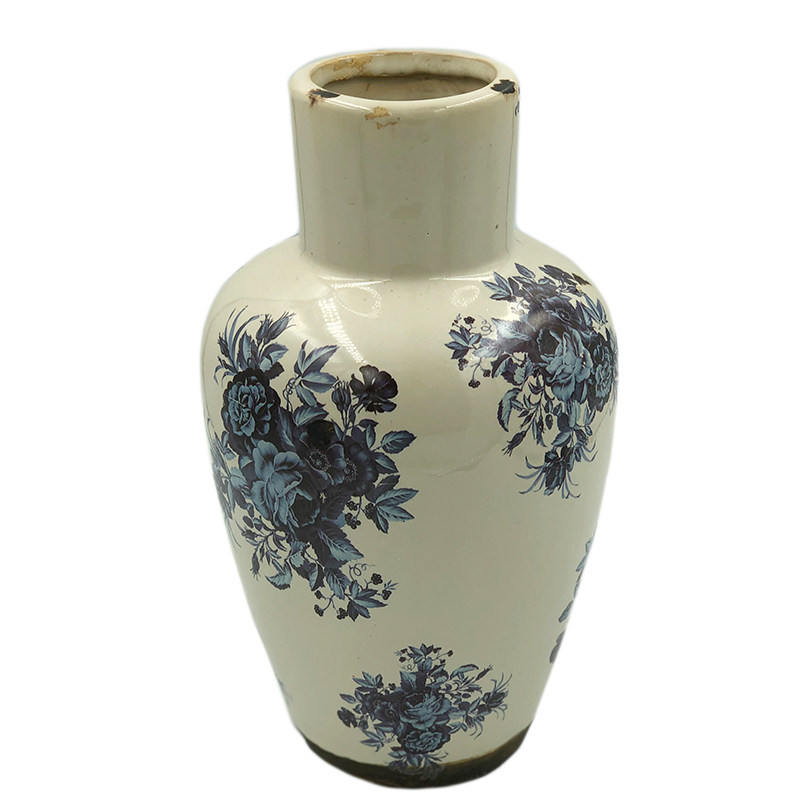 欧美法式乡村田园青花陶瓷色釉水培干鲜花瓶插家居民宿样板房摆件