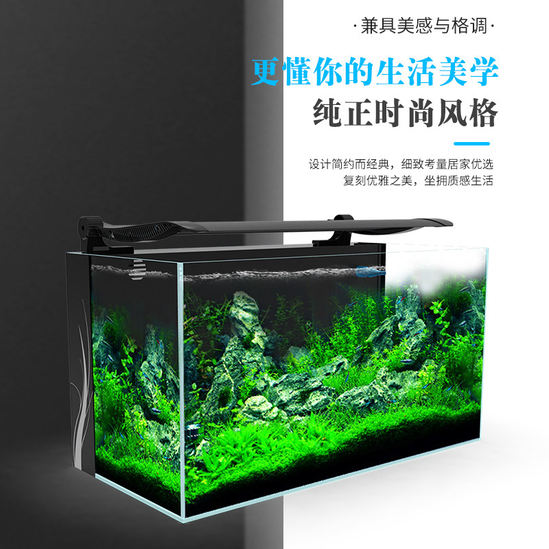 2021新款鱼缸客厅小型免换水超白玻璃鱼缸生态鱼缸带盖子中型草缸