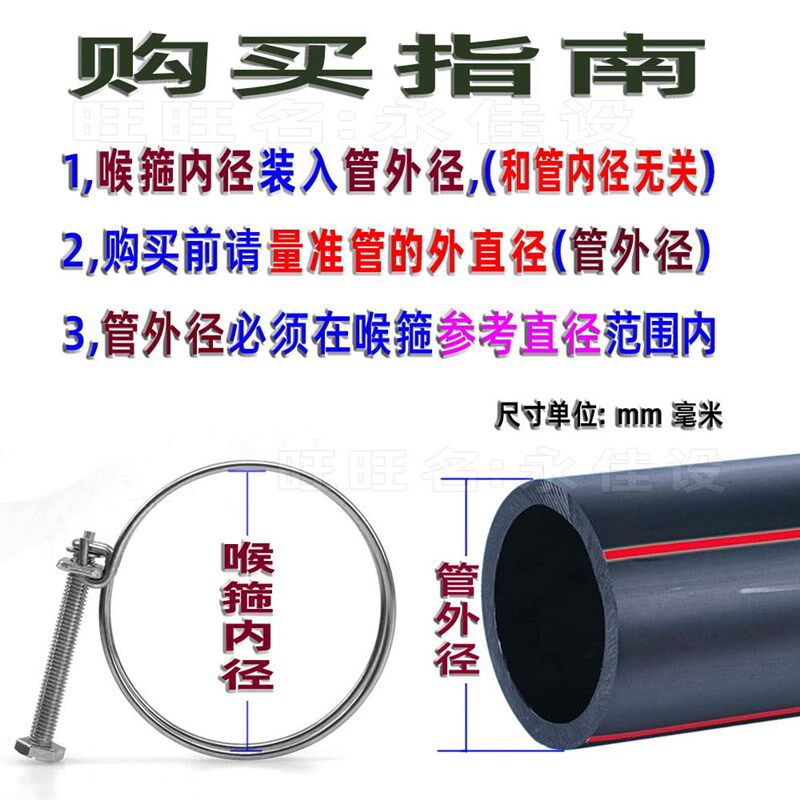 双钢丝喉箍不锈钢强力线箍皮管油管胶管卡箍管箍抱箍 201钢丝管夹