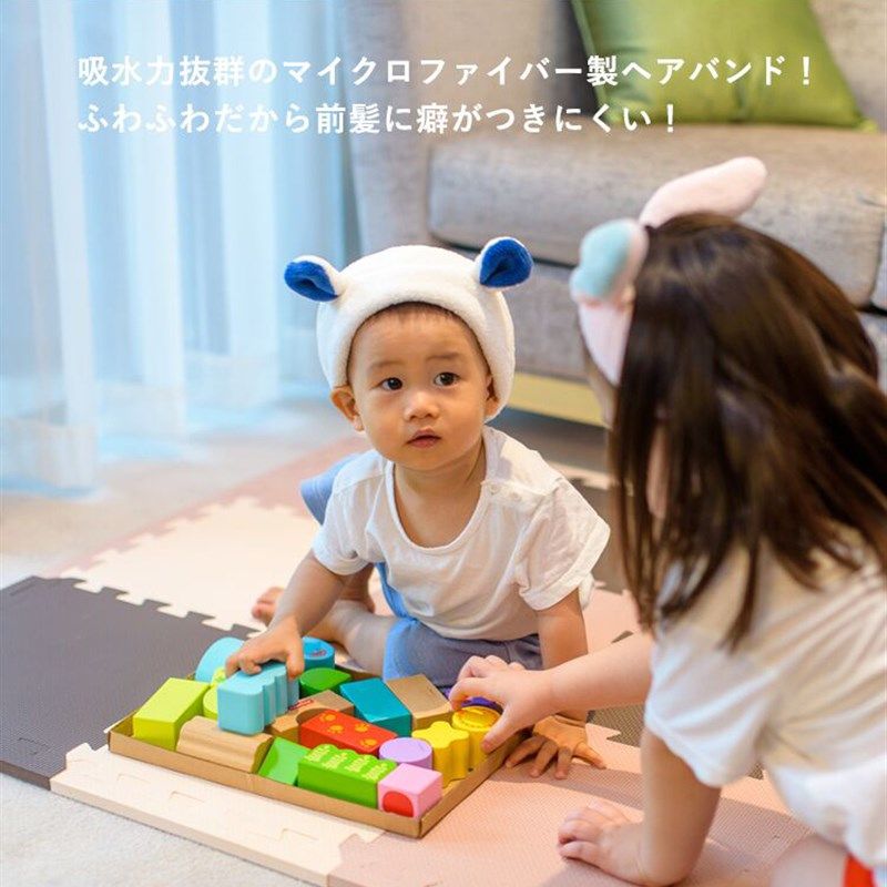 日拉进口zo考ieo本北极熊兔耳朵干发帽可爱吸水速干帽儿童女浴帽