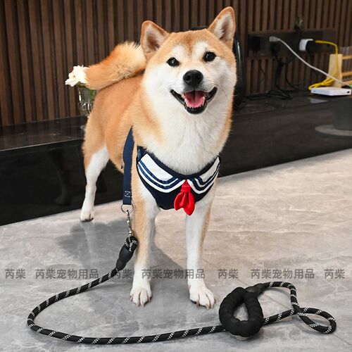 宠物狗狗柯基泰迪法斗柴犬胸背遛狗绳学院风幼稚园胸背带牵引绳