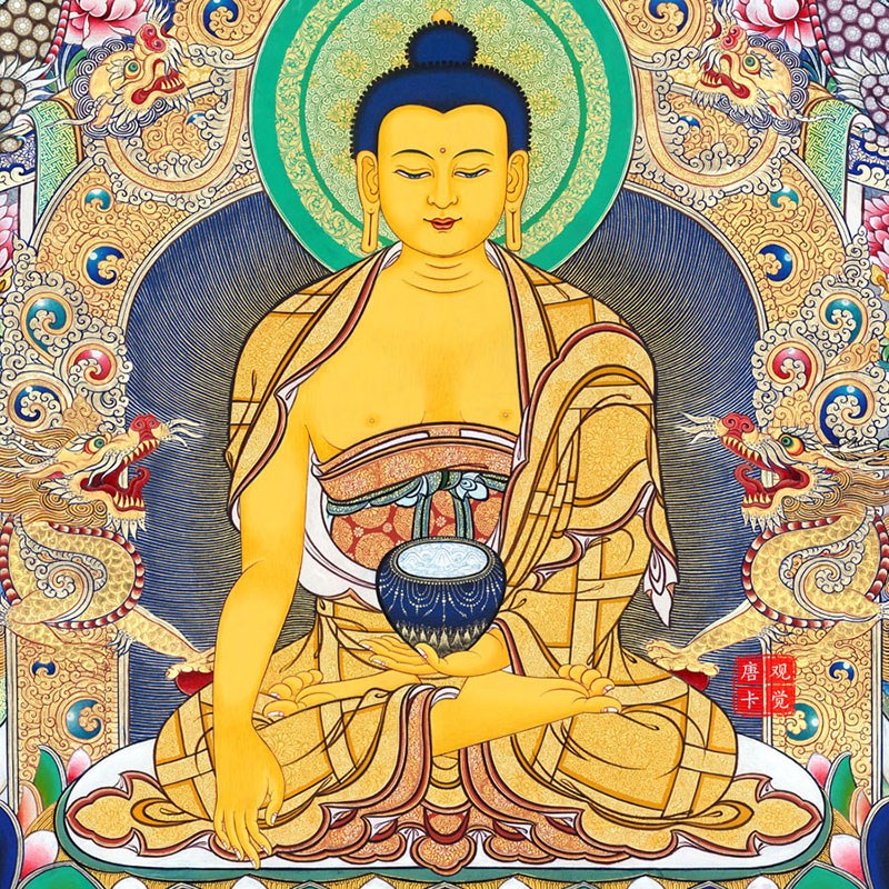 馆藏级释迦牟尼佛画像唐卡西藏青海热贡客厅玄关佛堂家居装饰挂画