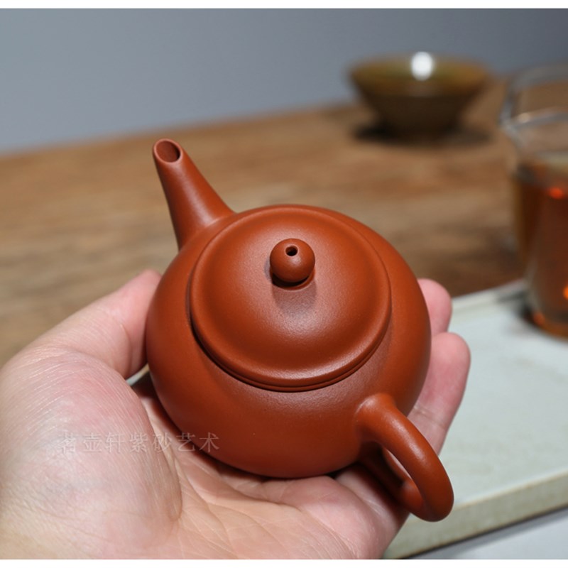 宜兴紫砂壶回流老壶纯手工壶泡茶壶一厂小红泥130CC孟臣水平壶