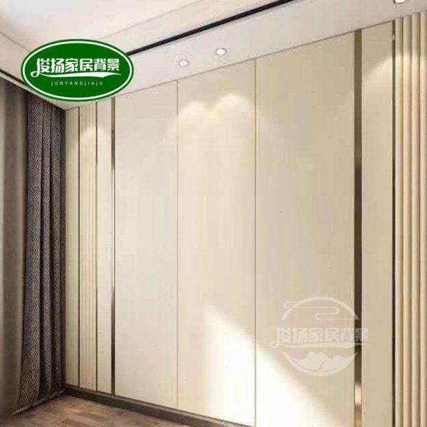 定制硬包背景墙现代简约金属条边框半圆弧轻奢软包电视卧室床头