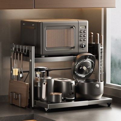 厨房微波炉置物架可伸缩厨房台面多功能电饭煲烤箱电器收纳架子,厨房/烹饪用具,微波炉置物架,淘宝优惠券,粉丝福利购,淘宝优惠卷