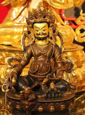 铜制黄财shen尼泊尔手工画像鎏金家用工艺精工画像桌面摆件 1尺