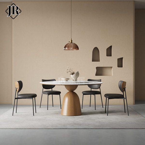 中古风实木圆桌现代简约家用小户型带转盘岩板餐桌椅圆形饭桌,住宅家具,岩板餐桌,淘宝优惠券,粉丝福利购,淘宝优惠卷