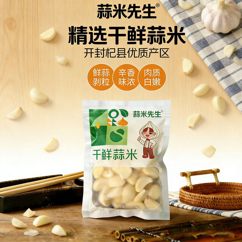 蒜米先生新鲜干鲜蒜米 鲜剥现发不泡水无添加 餐饮家用去皮大蒜