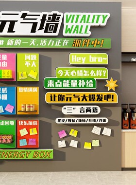 能量补给站牌子办公室茶水区间文化墙面装饰氛围布置企业背景公司