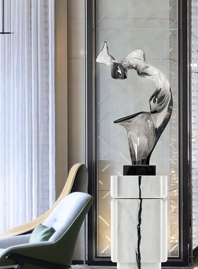 酒店大堂抽象透明树脂处件售楼雕楼梯间玄关客厅电视柜摆塑工艺品