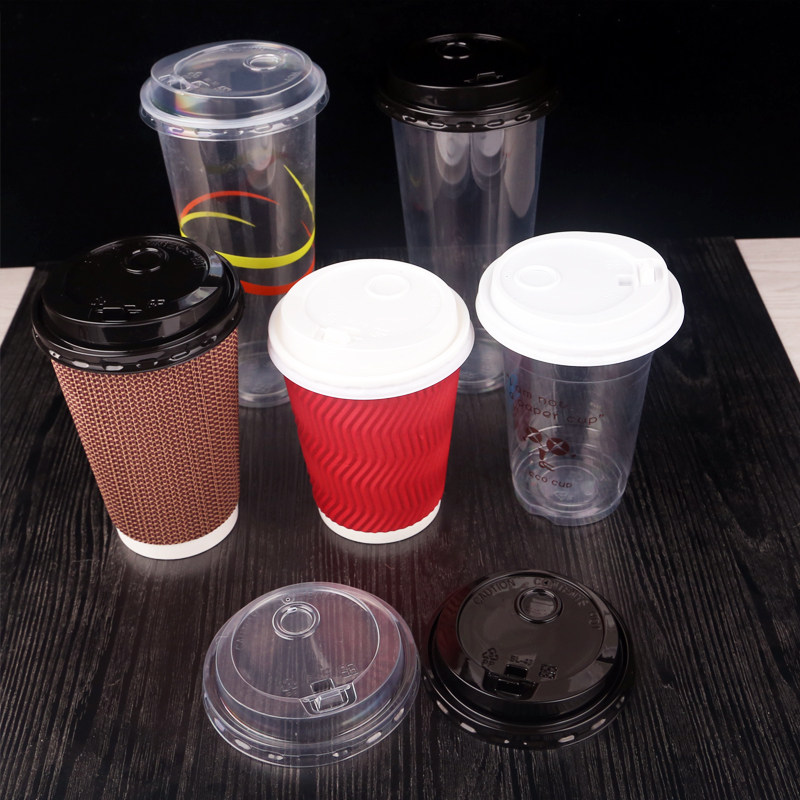 一次性90口径塑料杯/纸杯杯盖奶茶杯球盖双孔黑/白色/透明开关盖