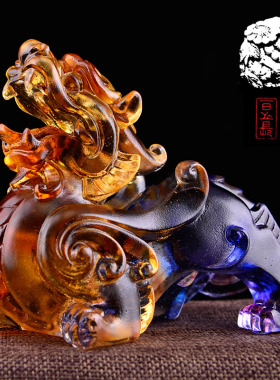 聚善缘古法琉璃招财貔貅摆件家居客厅装饰摆件送朋友乔迁开业礼物