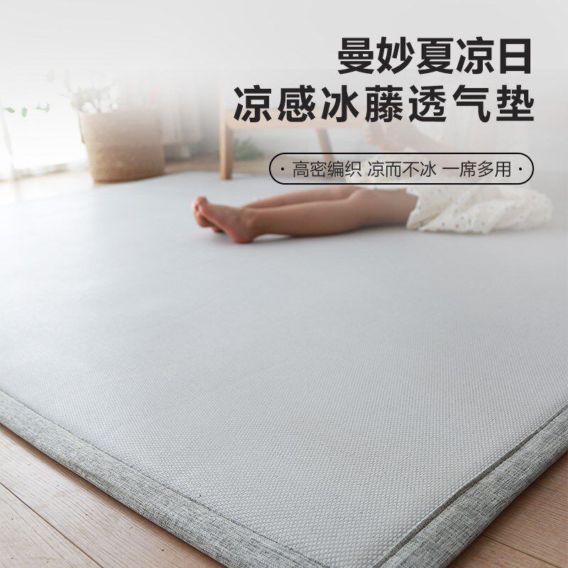 日行藤席地毯客厅加厚地垫防式踏踏米垫卧室床边凉席垫儿童爬水垫