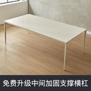 德现丰纯白岩简餐桌铝合金极简白色桌子家用小户型利代板约饭桌