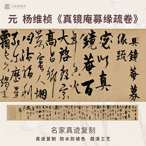 元复维桢真镜制募缘疏卷行草书法仿古代名家杨定庵装裱横幅轴长卷