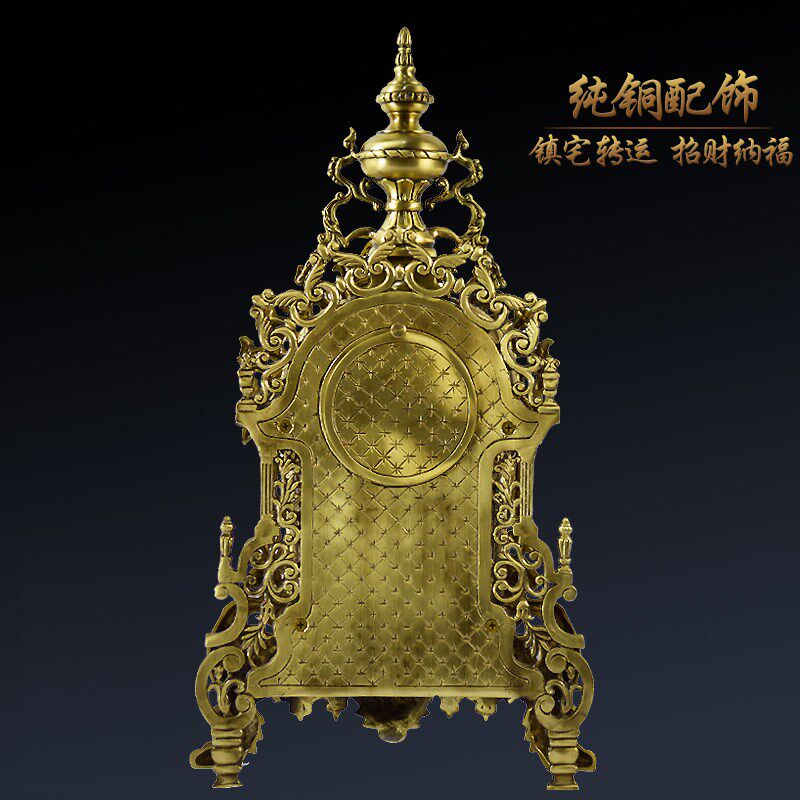 欧式奢华黄公钟音座钟现代客厅仿古石英静表别墅酒店办铜奢华摆件