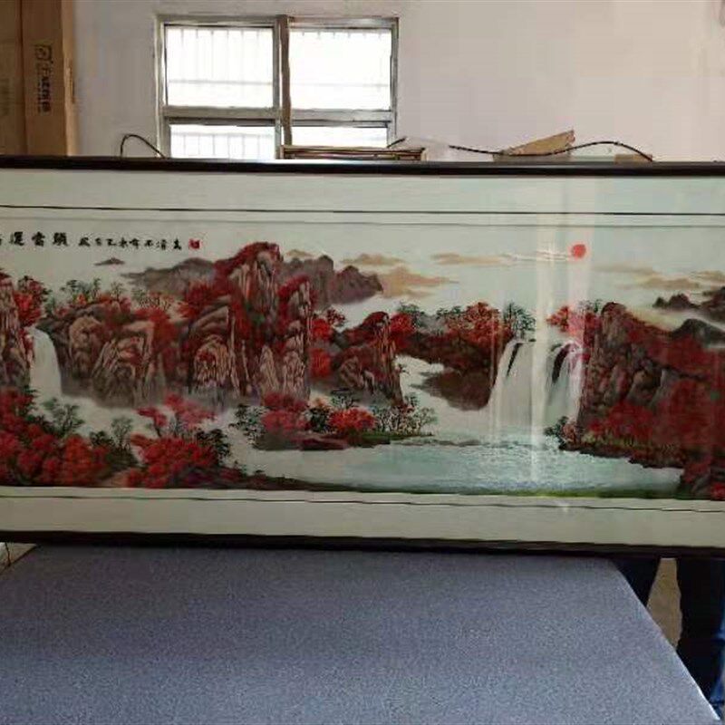 苏州画装真丝绣饰刺苏绣挂画沙发背景墙鸿运当头透纱立体带框成品