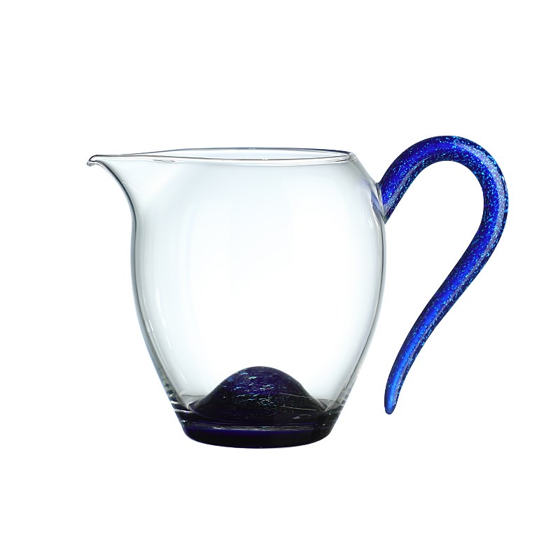 蓝金斑斓星空公道杯分茶器透明玻璃公杯高档茶盅茶海片口