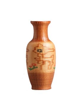 瓷胎迷你花瓶纯手工竹丝扣非遗水培桌面茶道插花捡漏收藏