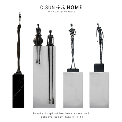 创意铁艺抽象人物摆件售楼处酒店大堂玄关落地雕塑金属人软装饰品