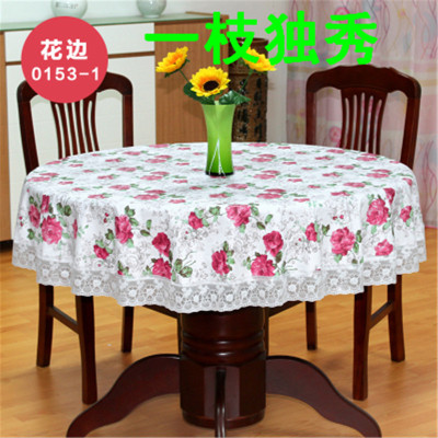 加厚圆桌布环保加绒P料大圆形餐桌水圆台布塑VC桌布防布防油免洗
