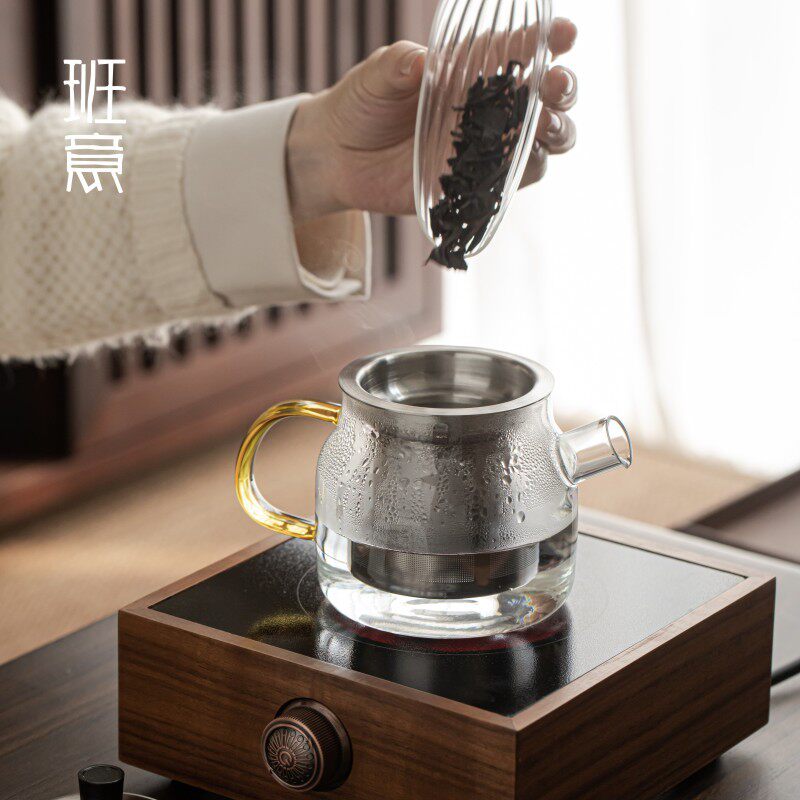 班意 泡茶三件套304不锈钢过滤茶杯办公水杯有盖内胆带把泡茶杯