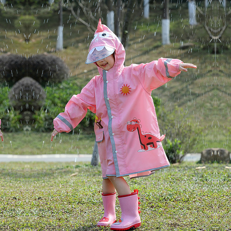 恐龙儿童雨衣男女童带书包位宝宝连体雨衣幼儿园小孩反光斗篷雨披