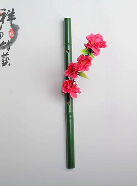 竹笛花插壁挂式仿古中式花器创意竹筒花入花架墙面装饰送无痕钉