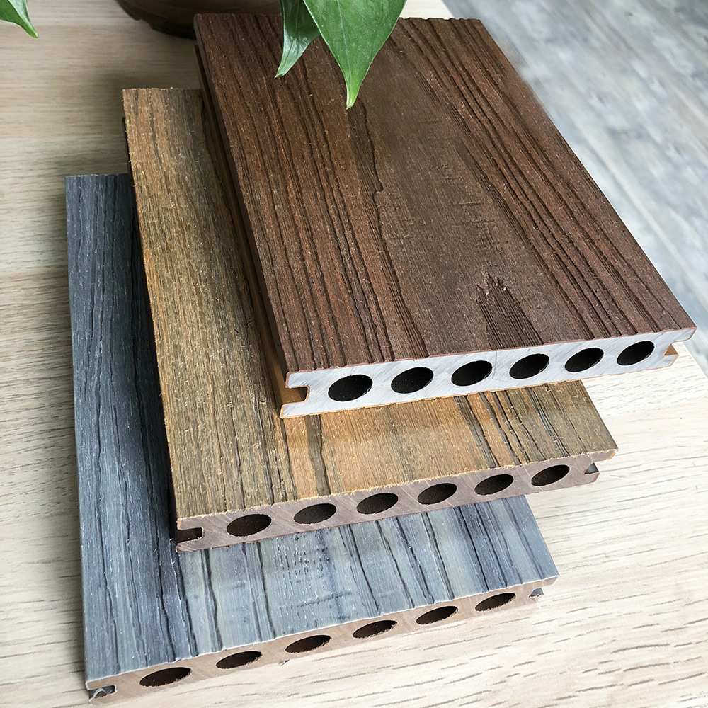 塑木地板栈道平台别墅庭院阳台露台地板高档二代共挤3D木纹塑木