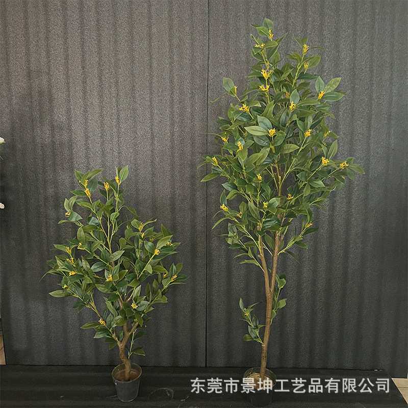 仿真桂花树室内造景塑料盆栽装饰办公室落地摆件庭院景观拍摄道具