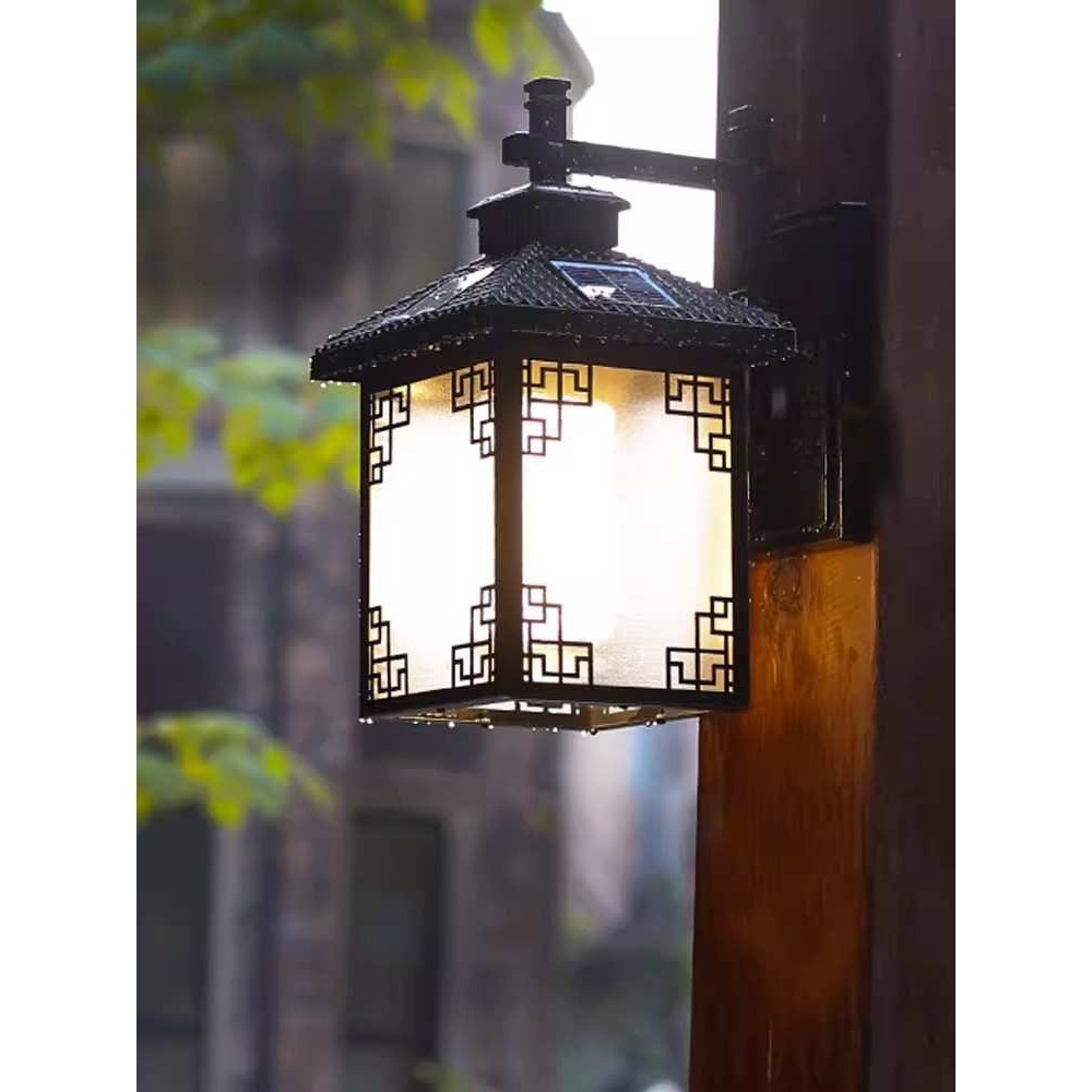 太阳能壁灯户外防水新中式复古灯具庭院灯室外智能别墅灯仿古灯