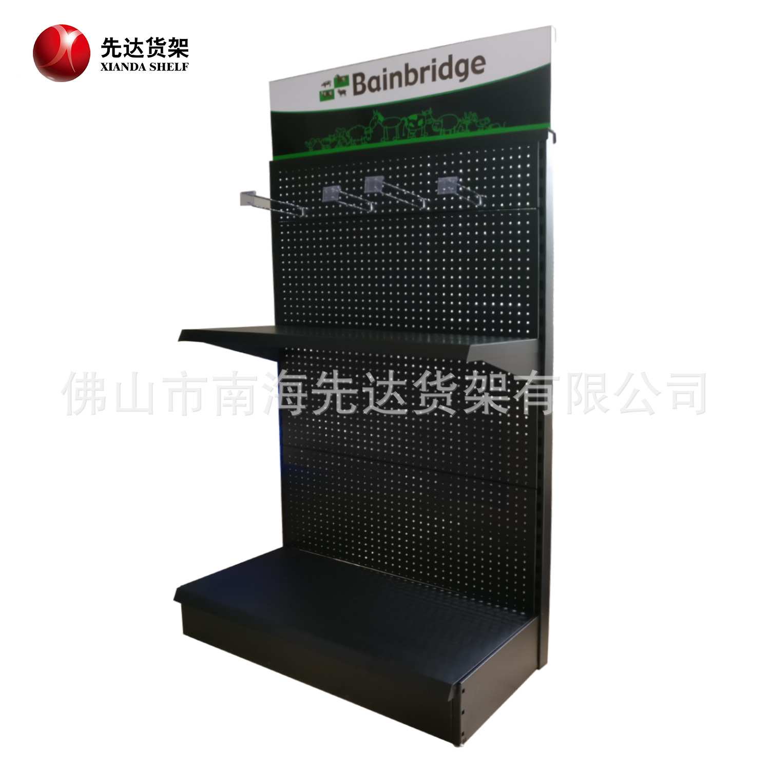【工厂直销】金属产品展示架|带广告牌灯箱|可定制