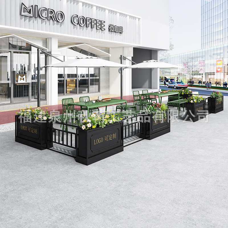 围栏栅栏户外铁艺庭院护栏店铺外摆花箱餐厅隔断花槽室外园艺篱笆