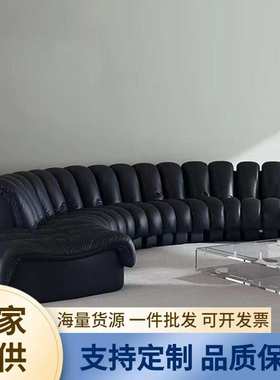DS600蛇形皮沙发意式弧形沙发现代简约大户型S形模块单人钢琴沙发