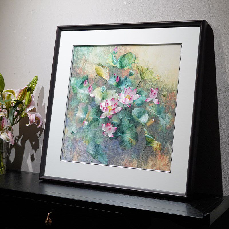 客厅装饰画苏州纯手工刺绣苏绣成品挂画现代中式卧室餐厅艺术荷花