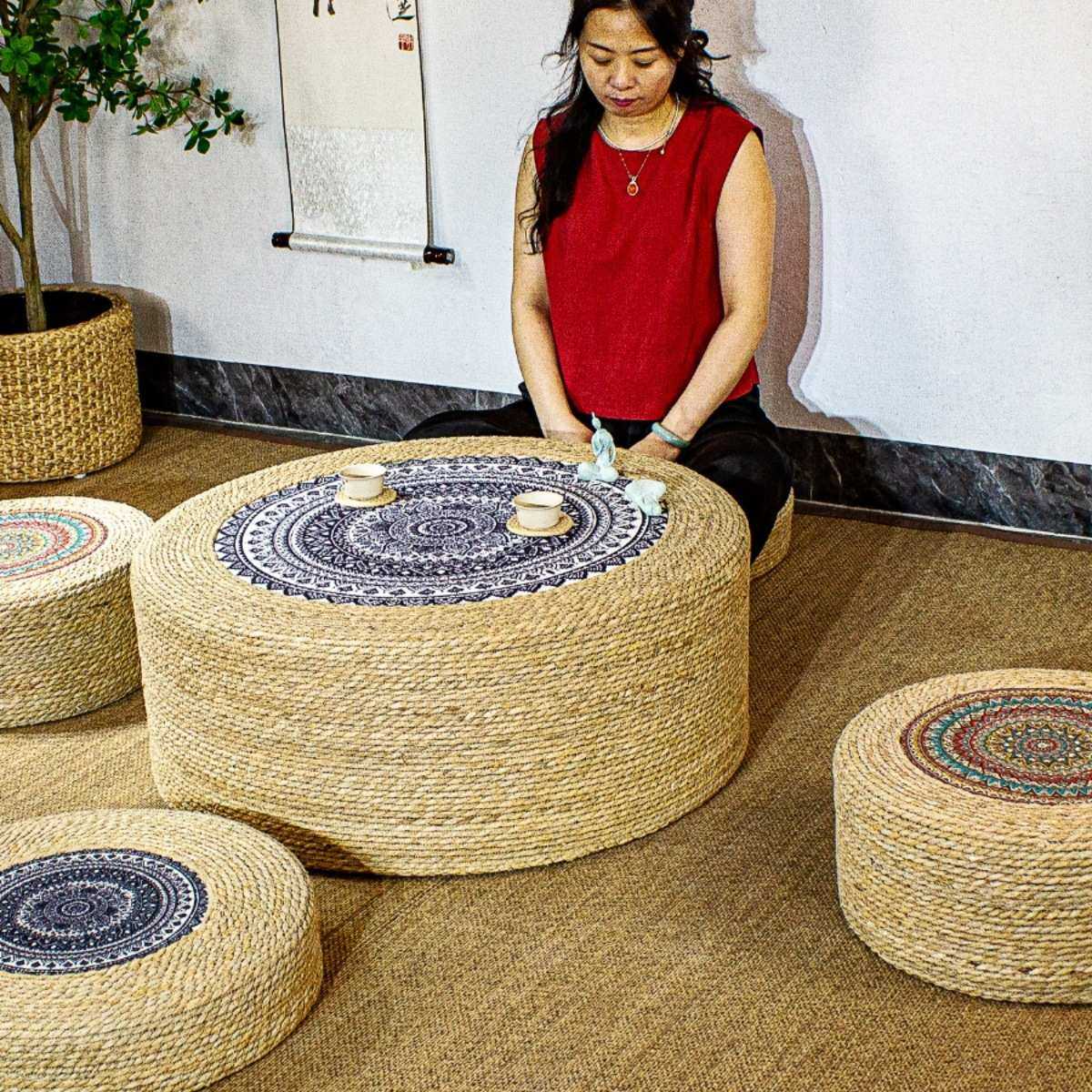 草香大蒲团打坐垫禅修垫拜地垫跪垫冥想坐垫地上草墩坐墩坐凳矮凳,3C数码配件,摄像机配件,淘宝优惠券,粉丝福利购,淘宝优惠卷