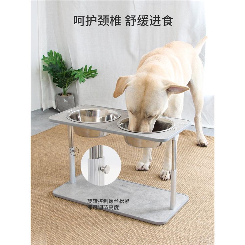 狗狗碗食盆陶瓷双碗护颈防打翻喝水碗高脚碗架大型犬狗盆宠物