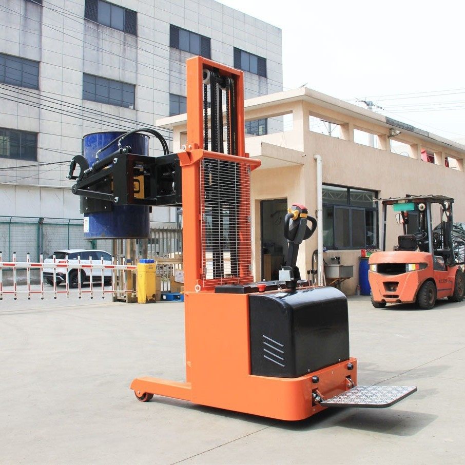 新款电动油桶倒料车重型站驾式200L翻转装卸车旋转式铁桶搬运车