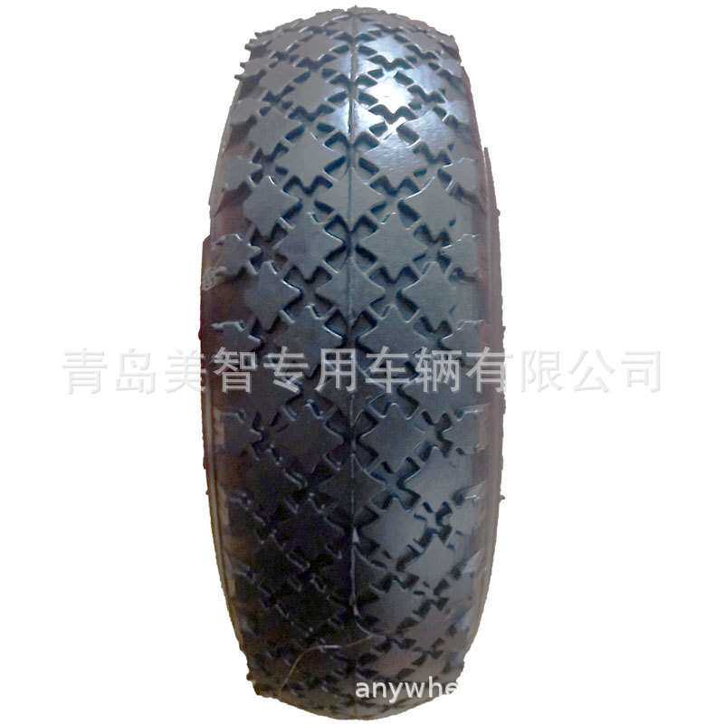 厂家直供重型300-4橙色塑料芯手推车轮工具车轮胎充气轮胎带轮毂