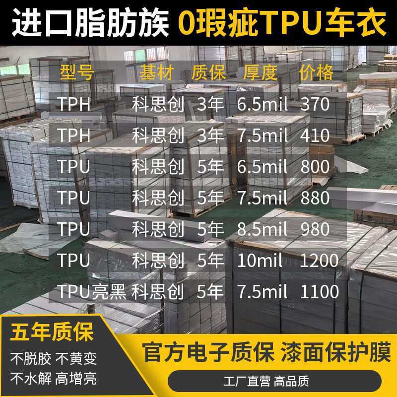汽车隐形车衣自动修复防刮防蹭TPU哑光车身TPH透明车衣漆面保护膜